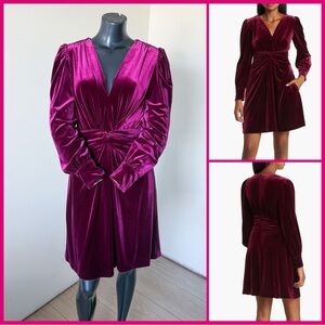 Vince Camuto Twist Front Long Sleeve Fit and Flare Dress Size 8 in Wine